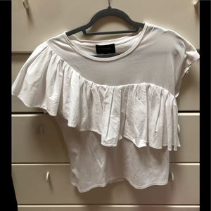 Ruffled white t shirt